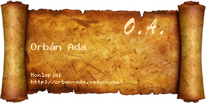 Orbán Ada névjegykártya